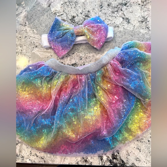 Start Up Kids Baby Girl Rainbow Sequin Tutu with Matching headband only - 18 m - Picture 1 of 5
